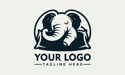 A stylized elephant's head peacefully resting, framed within a circular emblem, ideal for a logo design.