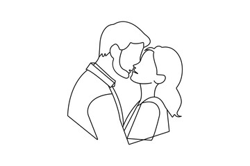 Couple kissing continuous one line drawing minimalist vector illustration
