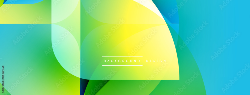 Aufkleber abstract geometric design. vibrant gradients blend yellow, green, blue hues. overlapping shapes crea