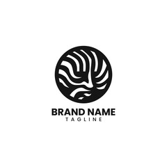 abstract line face logo design vector