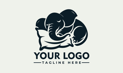 A logo design featuring a sleeping elephant resting on a pillow.