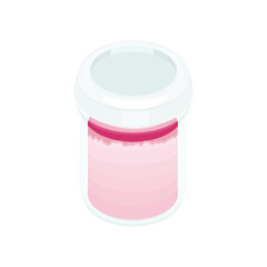 イラスト素材：瓶入りのいちごミルクプリン。蓋付き。