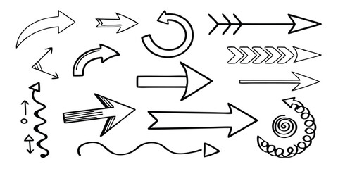 Doodle Arrow Icons – Hand-Drawn Vector Collection for Presentations and Design