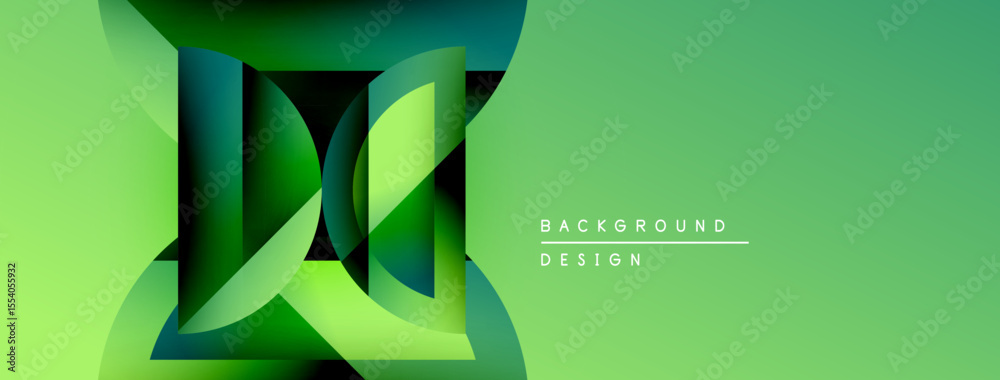 Poster Abstract green design. Layered shapes create dynamic visual effect. Modern background suitable for presentations, branding.