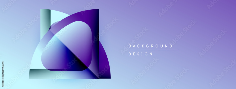 Poster Abstract gradient shapes overlap, creating dynamic visual effect. Purple hues dominate soft blue background. Minimalist design.