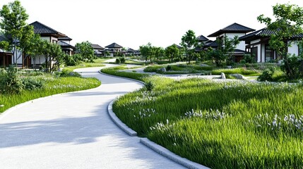 Fototapeta premium Serene Village Pathway