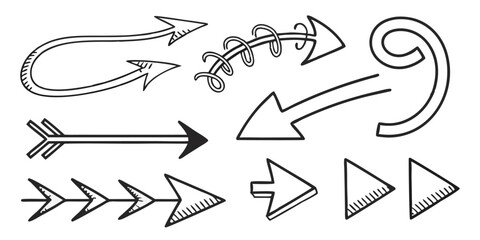 Doodle Arrow Icons – Hand-Drawn Vector Collection for Presentations and Design