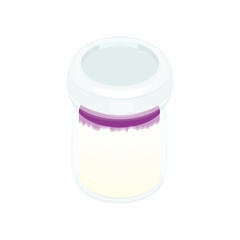 イラスト素材：瓶入りのブルーベリーのチーズミルクプリン。蓋付き。