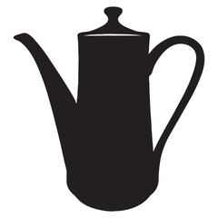 Silhouette image of a teapot on a white background