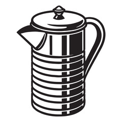 Silhouette image of a teapot on a white background