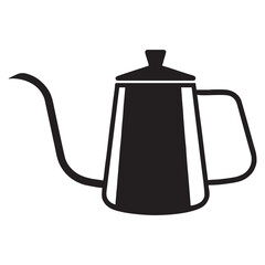 Silhouette image of a teapot on a white background
