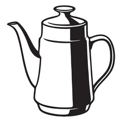Silhouette image of a teapot on a white background