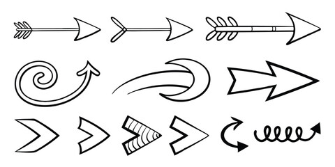 Playful Hand-Drawn Arrows – Freeform Vector Set for Infographics and Notes