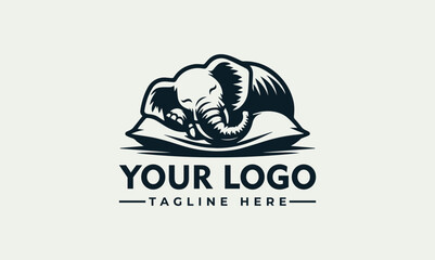 An elephant rests peacefully, curled up and sleeping soundly on a soft pillow.