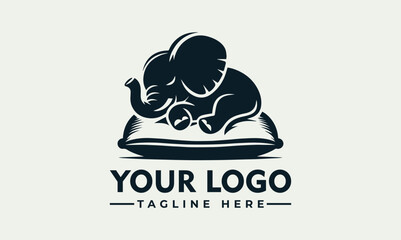 A logo featuring a sleeping elephant resting on a pillow.