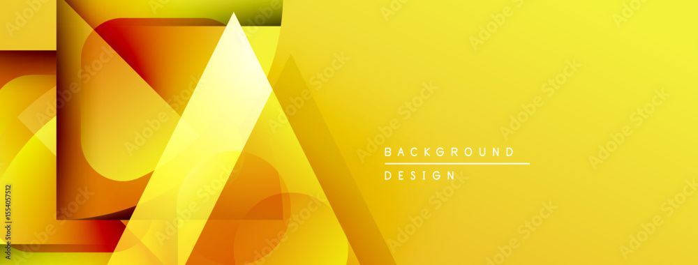 Poster Abstract geometric design. Yellow, orange gradients create dynamic visual effect. Modern style suitable for backgrounds, presentations.