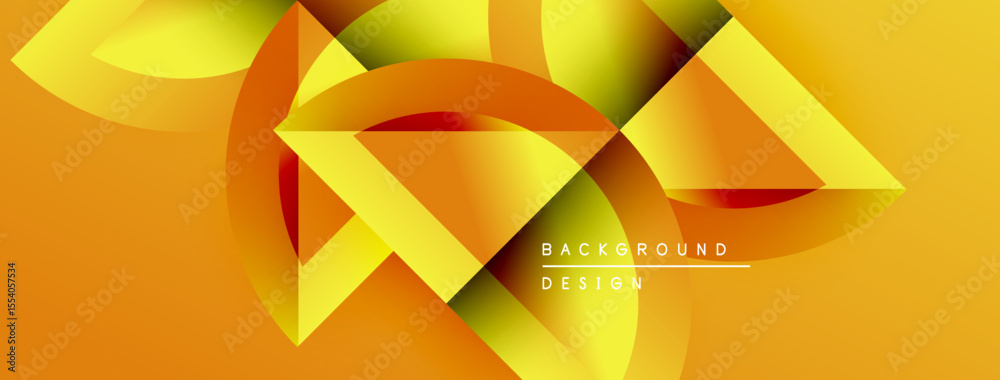 Poster abstract geometric shapes, vibrant orange, yellow hues. modern design, dynamic composition, smooth g