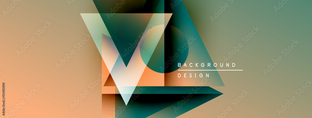 Aufkleber Abstract geometric design. Overlapping triangles create dynamic visual effect. Warm, cool colors blend seamlessly. Modern background texture.