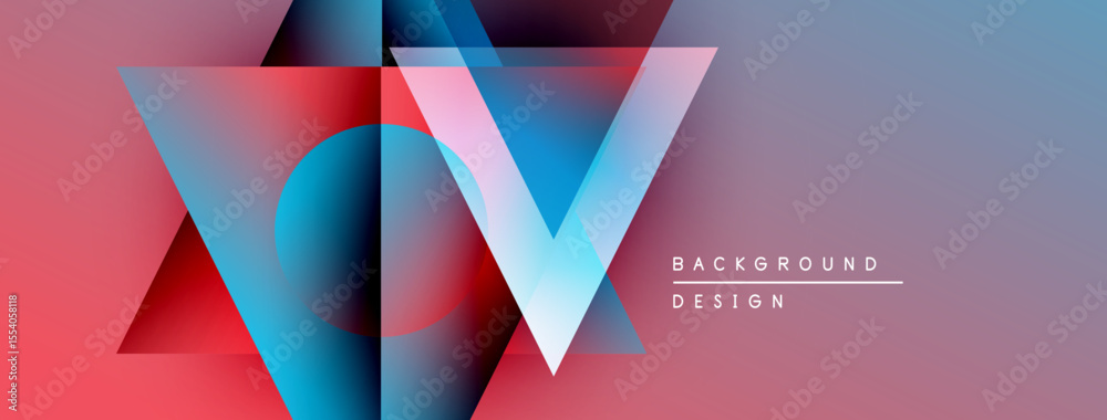 Aufkleber abstract geometric design. overlapping shapes create vibrant color gradients, forming letter v. mode