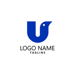 letter U bird logo design vector