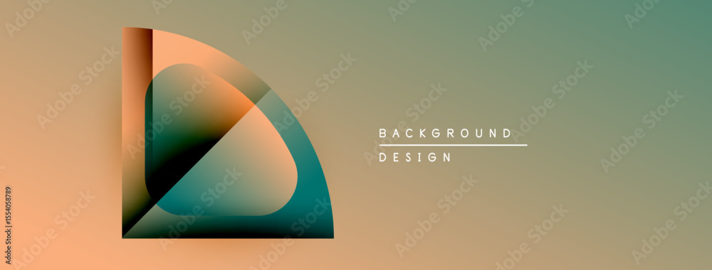 Aufkleber Abstract design features overlapping shapes, gradient colors. Background includes text background, design. Minimalist aesthetic, modern style.
