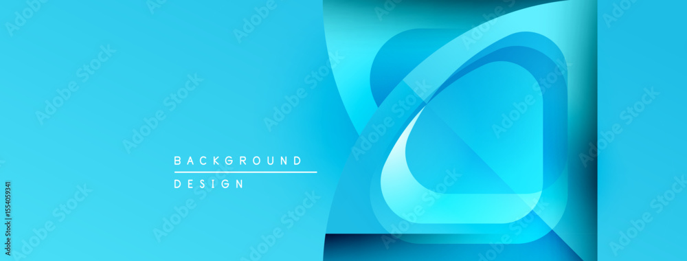 Poster Abstract blue design. Layered shapes create dynamic visual effect. Modern background suitable for various projects.
