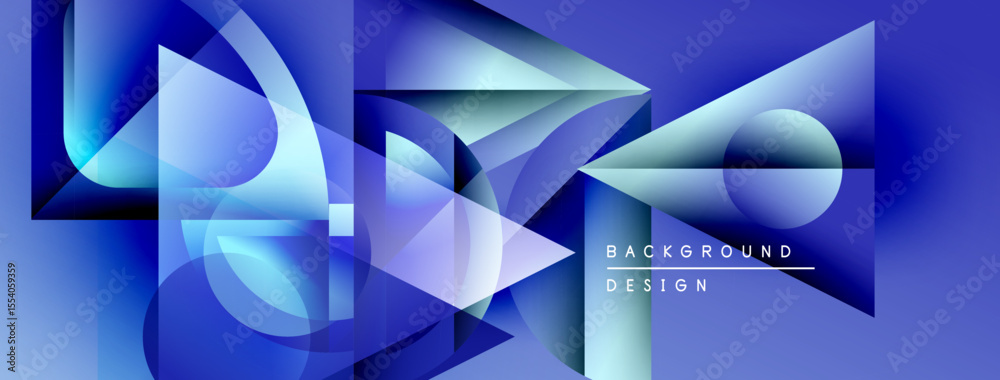 Aufkleber Abstract blue design features geometric shapes, gradients, dynamic composition. Modern background suitable for digital projects.