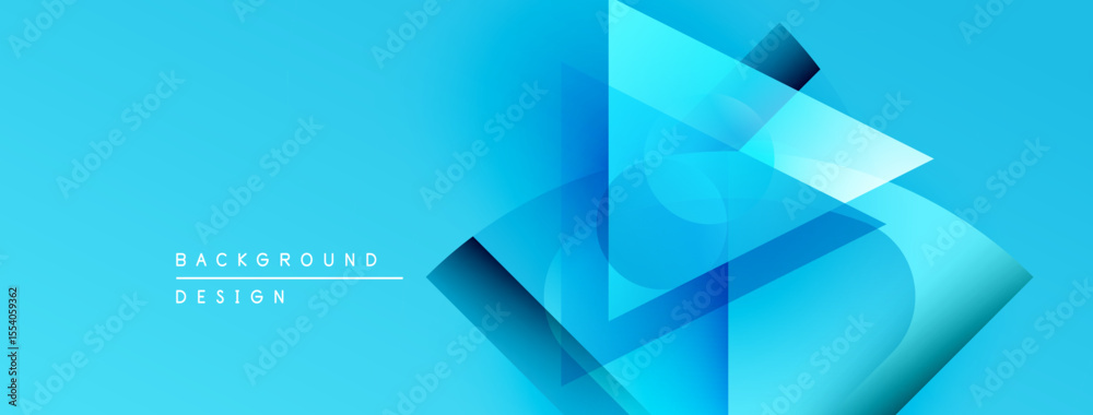 Aufkleber Abstract blue design features overlapping geometric shapes. Gradient effect creates depth, modern aesthetic. Minimalist composition, vibrant colors.