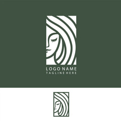 woman face line spa logo design vector