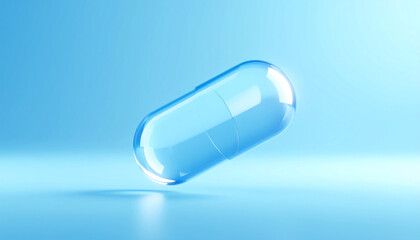 Close-up of capsules flying in the air against a bright, shiny background.