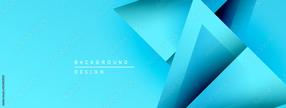 Poster abstract geometric shapes overlap, creating layered blue gradients. modern design evokes depth, text