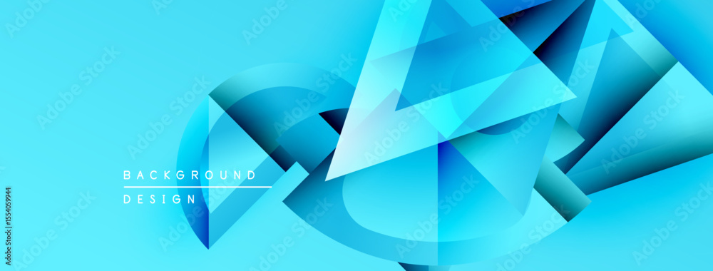 Poster abstract blue shapes create dynamic background. geometric forms overlap, suggesting movement, depth,
