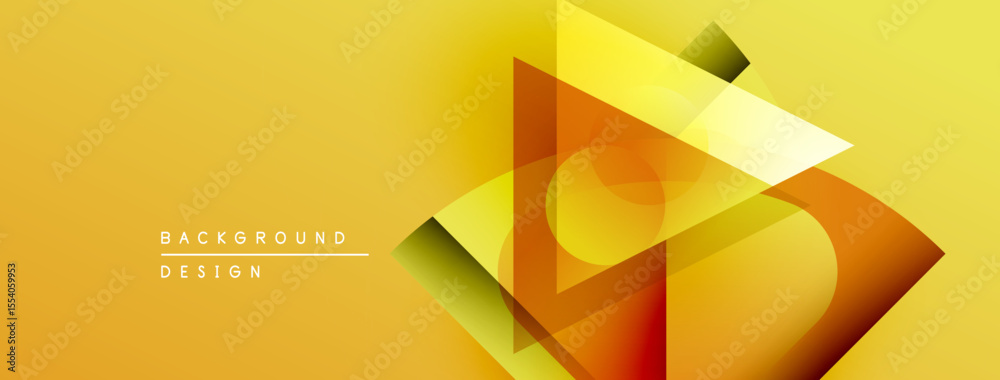 Poster abstract geometric design. yellow gradients create layered triangular shapes, modern aesthetic. mini