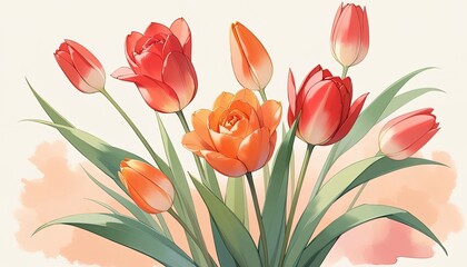 Colorful tulips in a delicate arrangement.