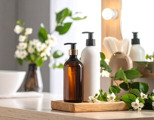 Spa bathroom toiletries display