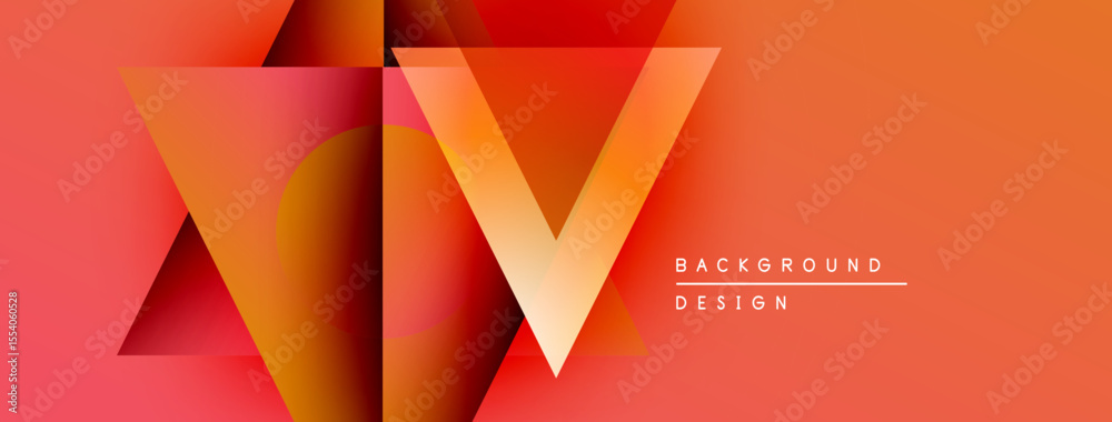 Aufkleber Abstract geometric design. Orange, red gradients create dynamic shapes. Modern background suitable for presentations, branding.