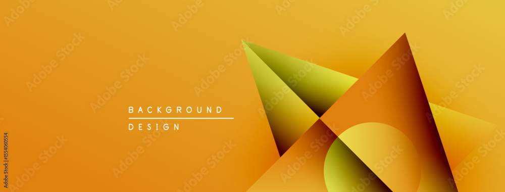 Poster Abstract geometric shapes overlap, creating dynamic orange gradient background. Minimalist design features text background design.