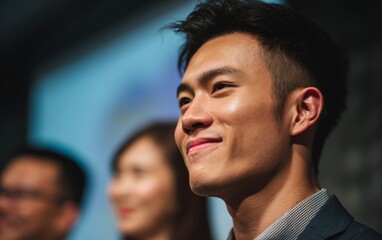 Diverse Asian Business Team in Office Meeting Around Table with Laptops Engaging in Strategic Discussion, Corporate Success Concept with Modern Workplace Collaboration and Technology Integration