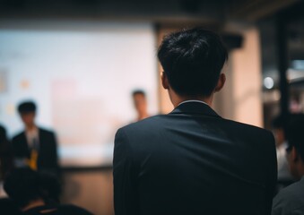 Diverse Asian Business Team in Office Meeting Around Table with Laptops Engaging in Strategic Discussion, Corporate Success Concept with Modern Workplace Collaboration and Technology Integration