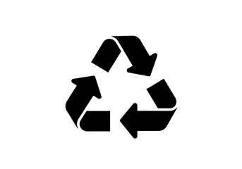 Obraz premium A stark depiction of the universal recycling symbol in black on a pristine white background center framed