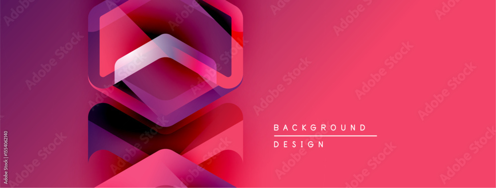 Poster Abstract geometric shapes, vibrant pinks, purples create modern background design. Gradient effects add depth, visual interest.