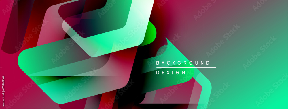 Poster Abstract geometric shapes blend vibrant colors. Modern design creates dynamic visual texture. Smooth gradients offer depth.