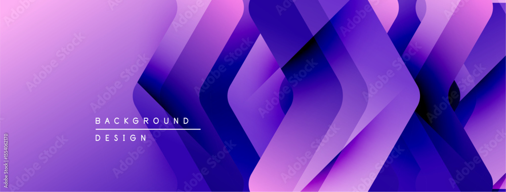 Aufkleber Abstract purple layers create dynamic background. Geometric shapes overlap, forming modern design. Gradient hues add depth, texture.
