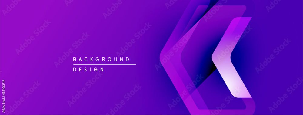 Fototapete Purple gradient background features layered chevron shapes. Minimalist design includes text background design. Modern aesthetic, vibrant colors.