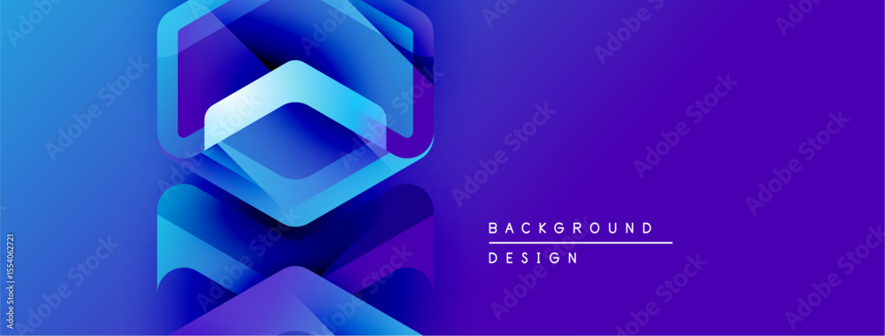 Aufkleber Abstract blue layers create dynamic shape. Gradient colors suggest depth, modern design elements present. Minimalist aesthetic.