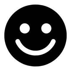 Fototapeta premium Simple Black and White Happy Face Emoticon Icon Isolated