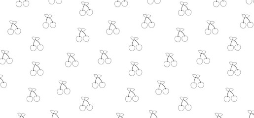 Seamless fruit pattern with Cherry in outline mode