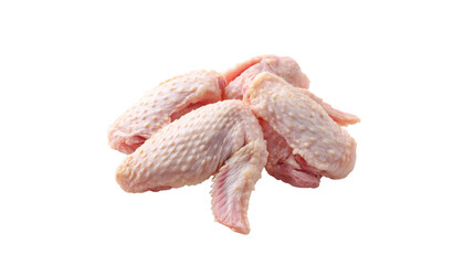 Raw chicken wings pile isolated on transparent background for cooking and recipes