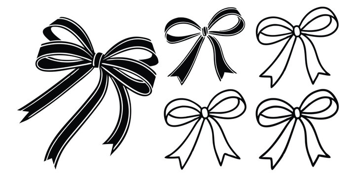 Minimal Ribbon Bow Icons &ndash; Decorative Silhouettes for Gift Packaging & Style