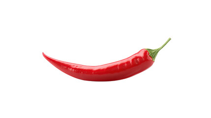 A single vibrant red chili pepper with a green stem isolated on transparent background